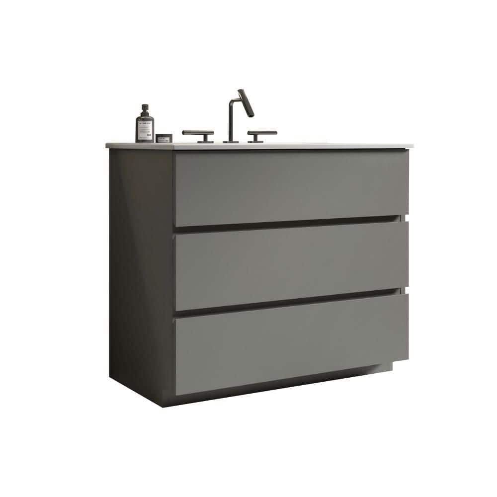 36 in. W Single Sink Freestanding Grey Bath Vanity with White Ceramic Top and 3 Drawers price history on PriceWatchPro
