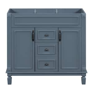 35.9 x 17.9 x 34 In. Blue Vertical Bathroom Cabinet with 2 Drawers and 2 Soft Close Doors, Top Sink Not Included