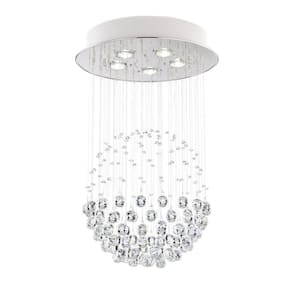 Ligustrum 13.8 in. 5-Light Rain Drop Stainless Flush Mount with No Bulbs Included for Bedroom, Living/Dining Room