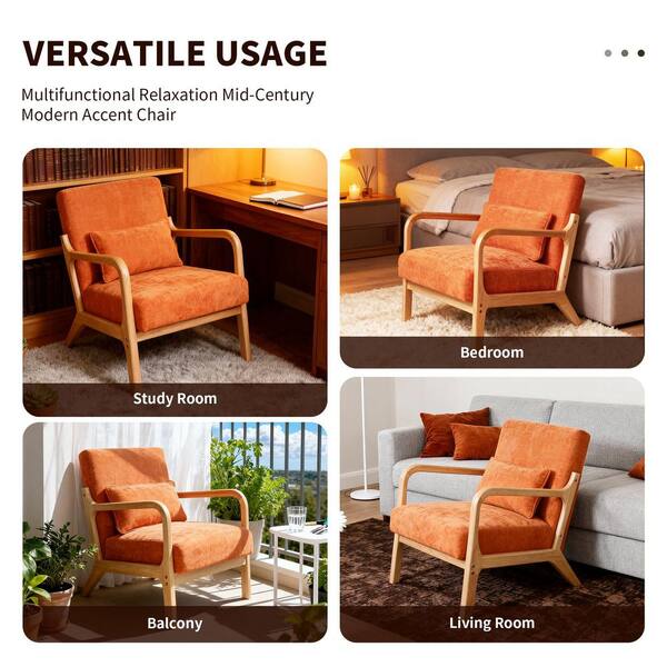 Mid Century Modern Solid Wood Outdoor/Indoor Lounge Chair with