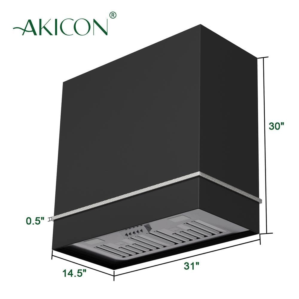 Akicon 30" Stainless Steel Wall Mount Range Hood with Charcoal Filter