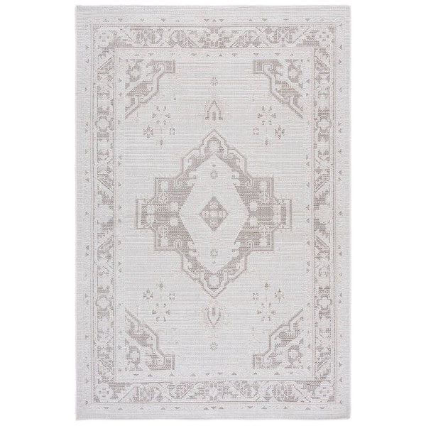 Hammock Ivory/Gray 8 ft. x 10 ft. Machine Washable Ornate Medallion Area Rug