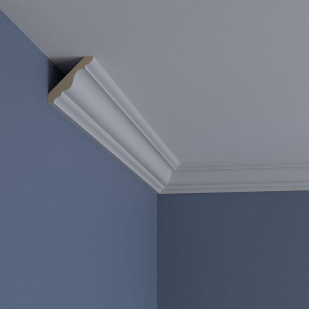 Primed White Polyurethane Classic Crown Moulding Sample, 12" Length