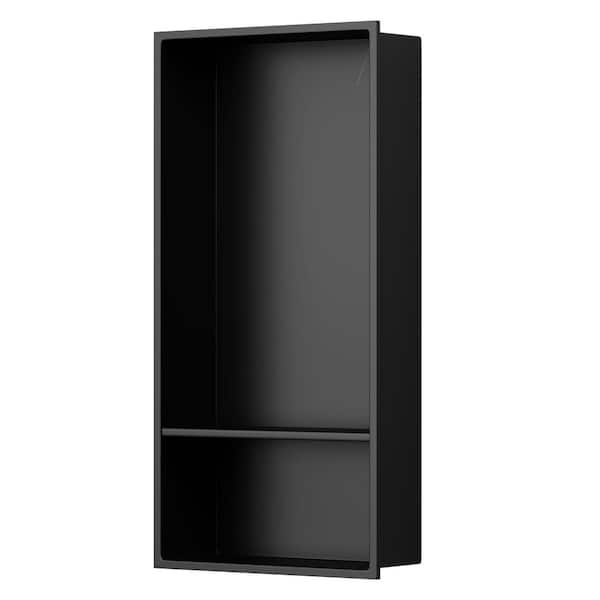 13 in. W x 25 in. H x 4 in. D Stainless Steel Shower Niche Recessed Niche Shower for Bathroom Storage in Matte Black