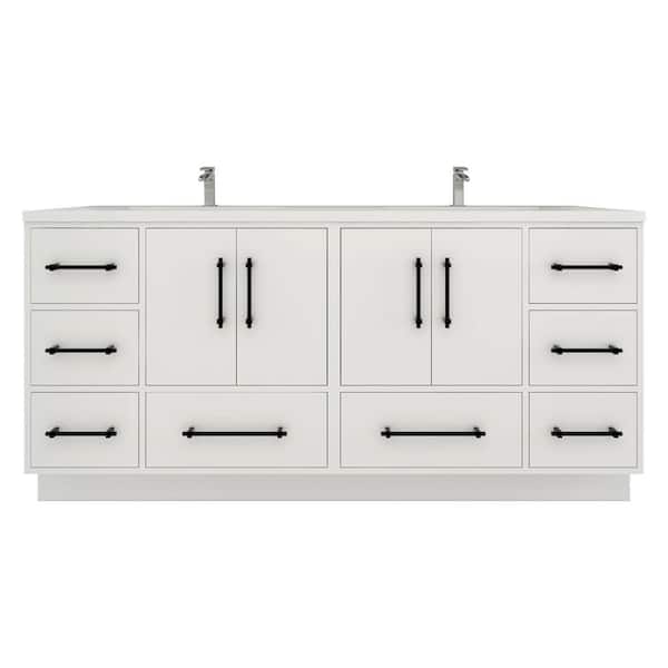 Victoria 71 in. W x 20 in. D x 35 in. H Double Sink Freestanding Bath Vanity in Gloss White with White Acrylic Top