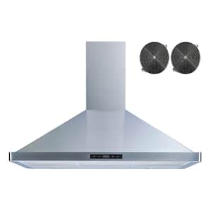 36 in. 475 CFM Convertible Wall Mount Range Hood in Stainless Steel with Mesh and Charcoal Filters, Touch Sensor Control