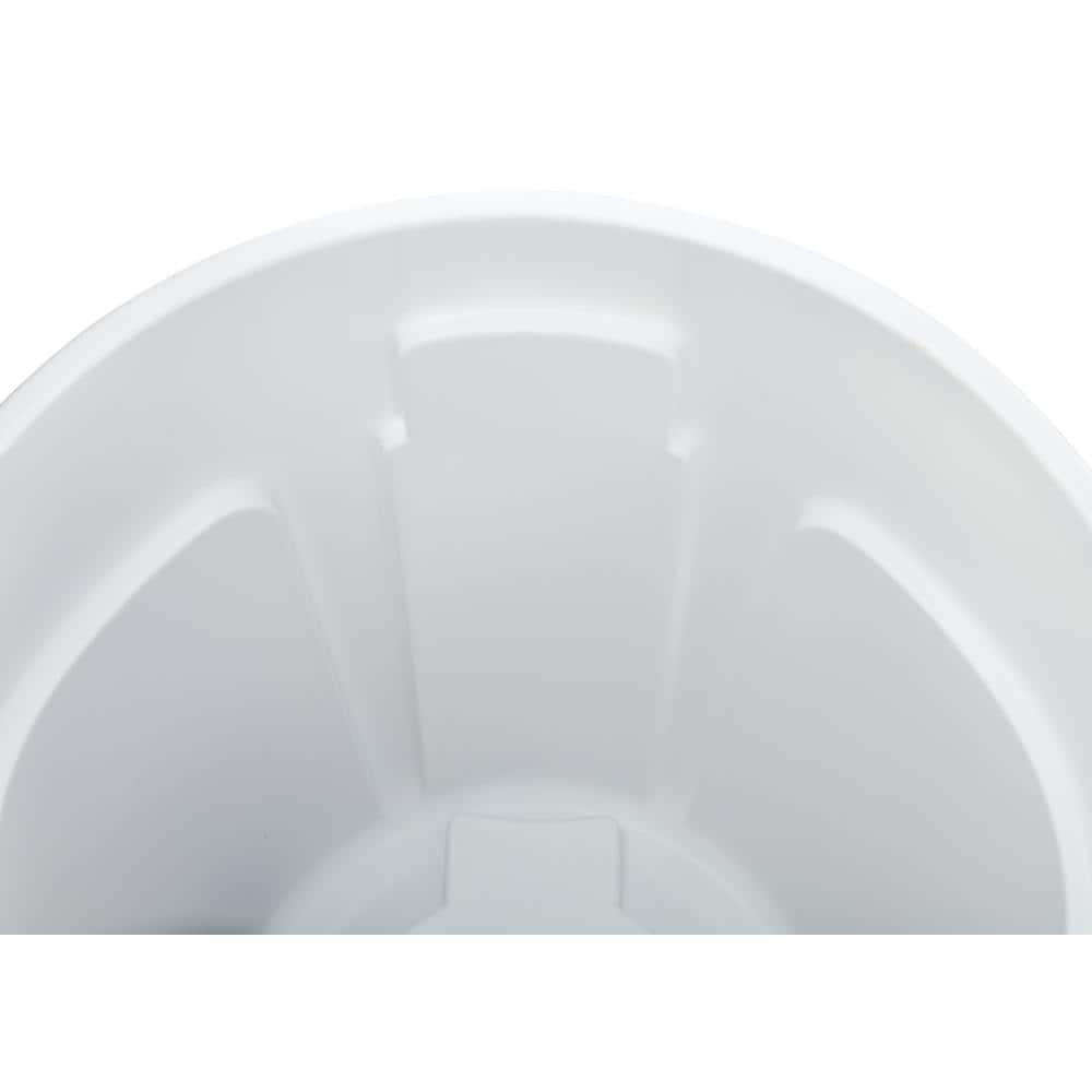 White 20-Gallon Round Plastic Touchless Trash Can
