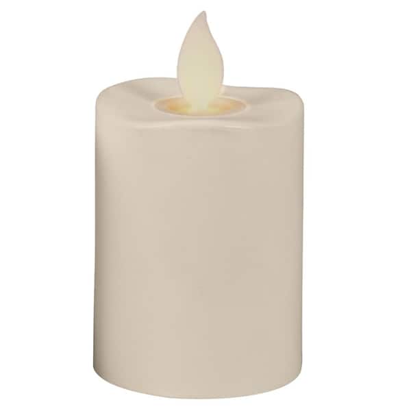Everlasting Glow 1.87 in. Bisque Motion Flame Indoor/Outdoor Candle