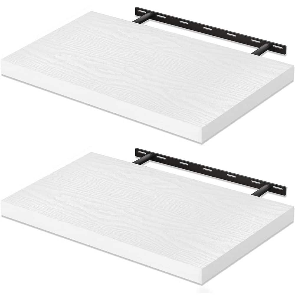24 in. W x 12 in. D Rustic White Floating Shelves Decorative Wall Shelf 2-P