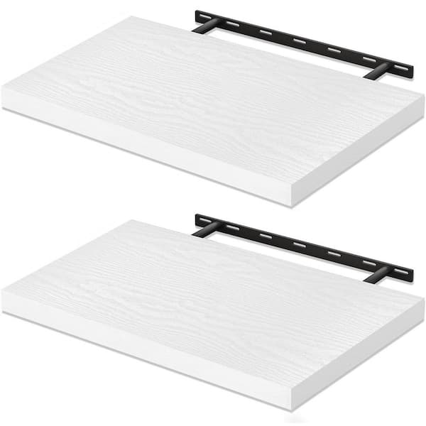 Unbranded 24 in. W x 12 in. D Rustic White Floating Shelves Decorative Wall Shelf 2-Pack