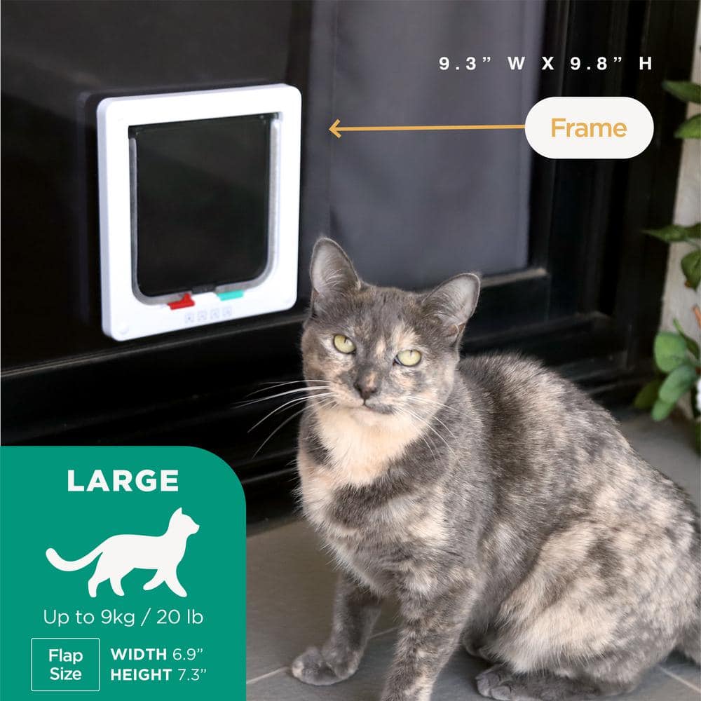 Large White Plastic Pet Door with Magnetic Lock