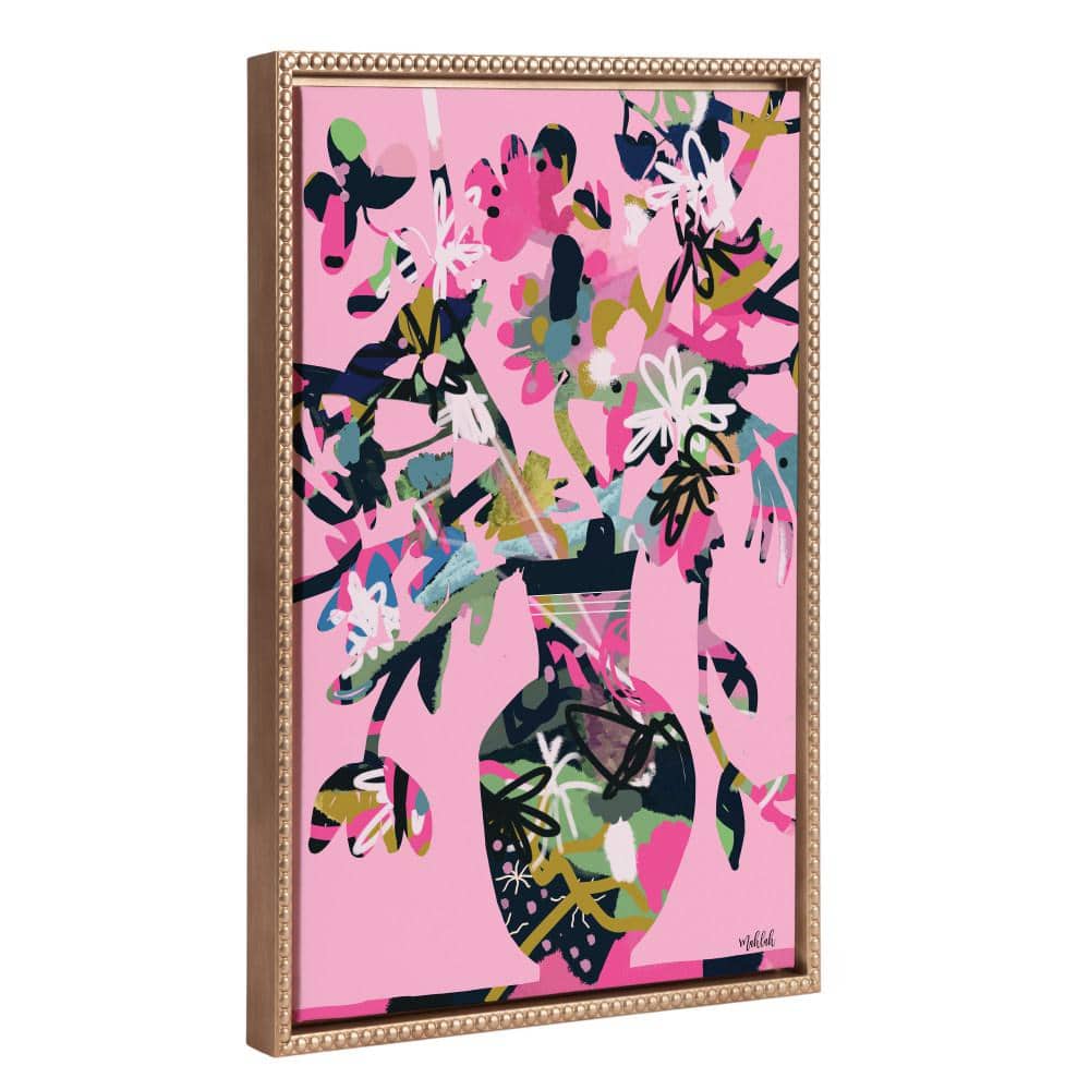 Gold Framed Colorful Floral Vase Canvas Print, 18 x 24