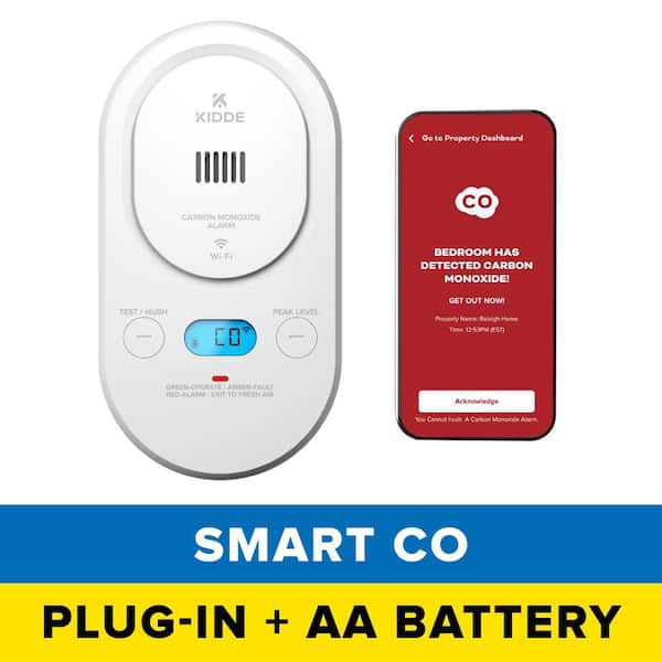 Plug-In Smart Carbon Monoxide Detector for Home with AA Battery Backup, Real-Time Notifications, COPDW