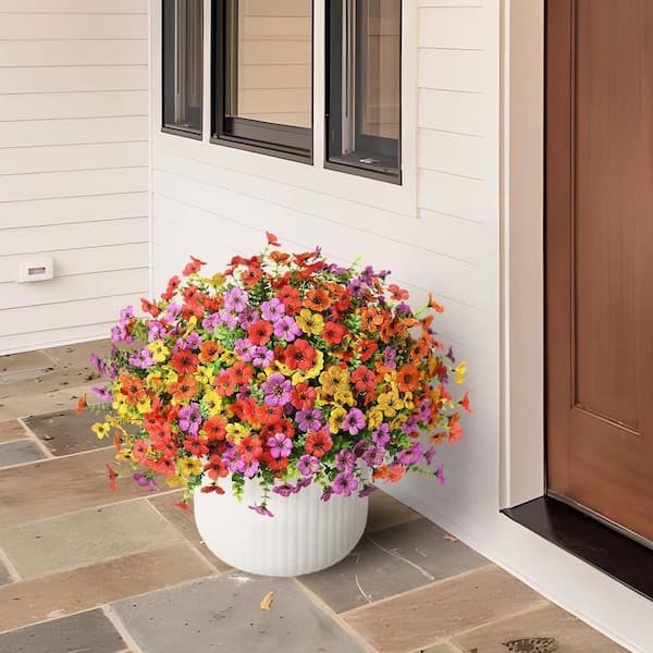 13.6 in. Multi-Colored Outdoor Artificial Orchid Flower 12 Bundles