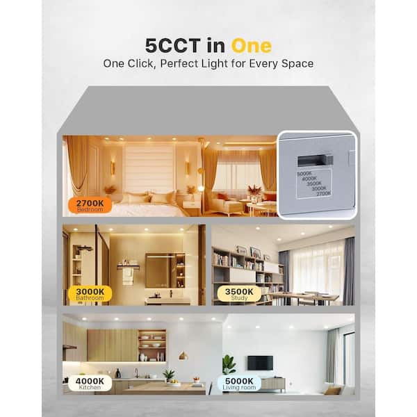 6 in. Canless Wafer Recessed Ceiling Light, Dimmable 12-Watt 6000K White, Integrated LED Recessed Light Trim (16-Pack)