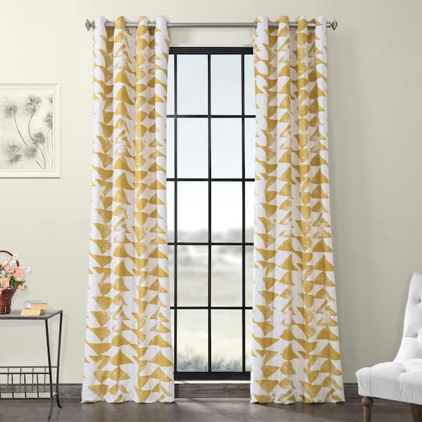 Exclusive Fabrics & Furnishings Triad Gold Grommet Printed Room Darkening Curtain - 50 in. W x 84 in. L Single Window Panel