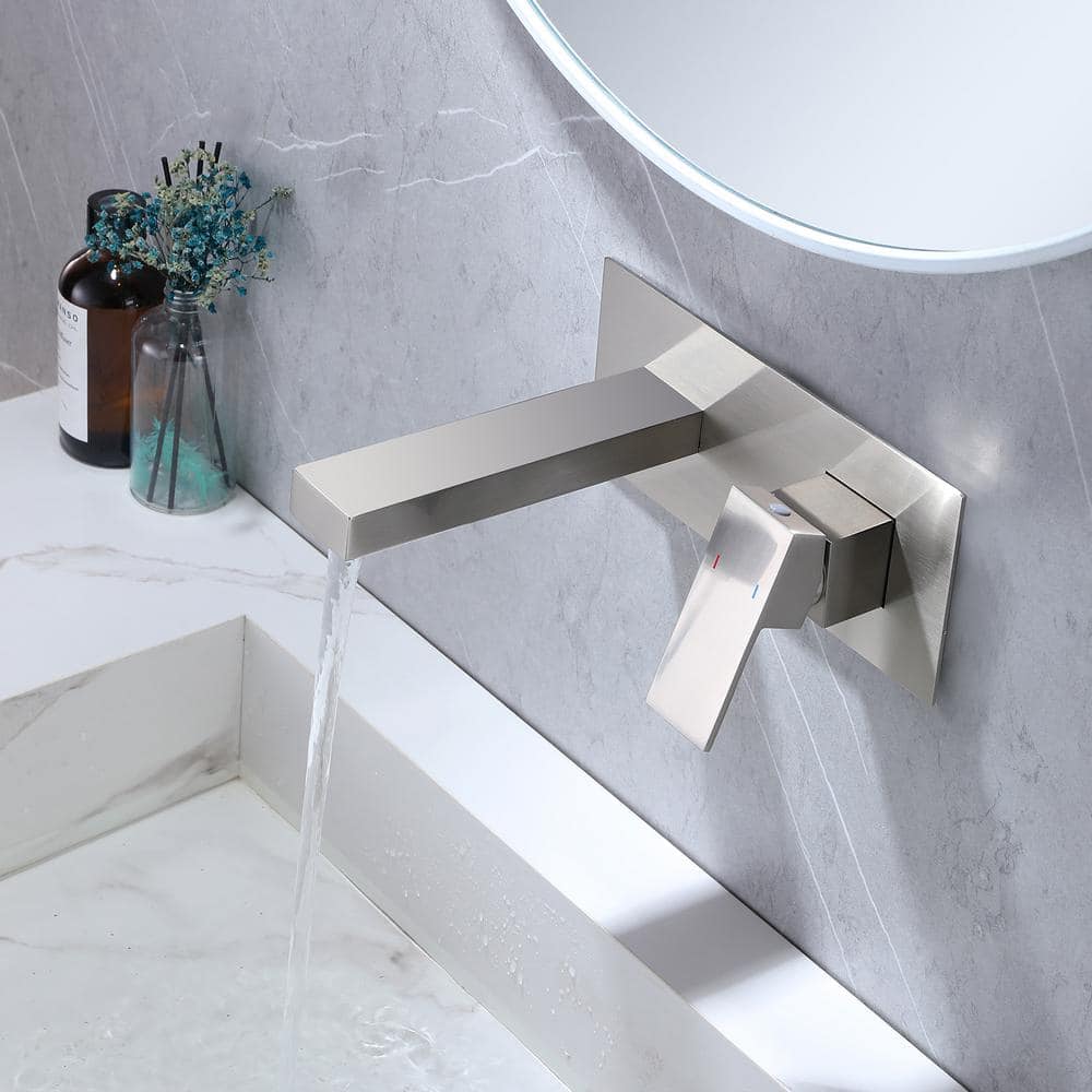 Brushed Nickel Single-Handle Wall-Mount Bathroom Faucet