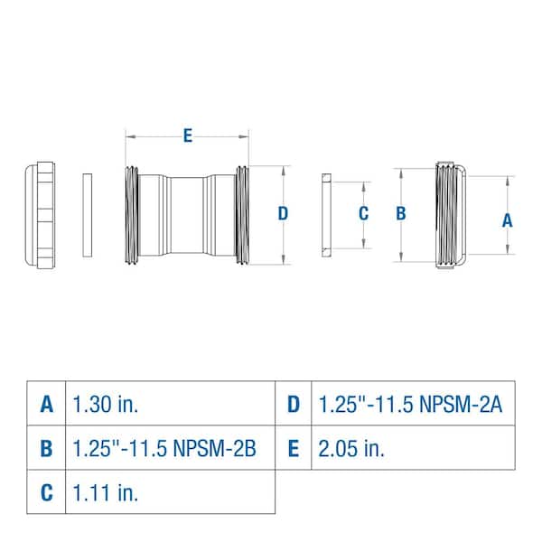 1-1/4 in. x 2 in. 20-Gauge Chrome-Plated Brass Double Slip-Joint Compression Coupling