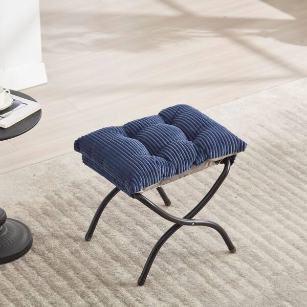 CSC DECOR INC Navy Blue Lazy Chair with Ottoman Lounge Accent
