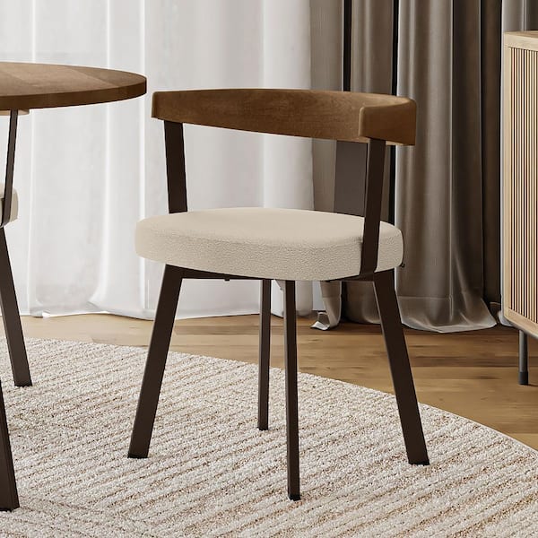 Amisco Lars Cream Boucle Polyester / Dark Brown Metal Upholstered Dining Chair