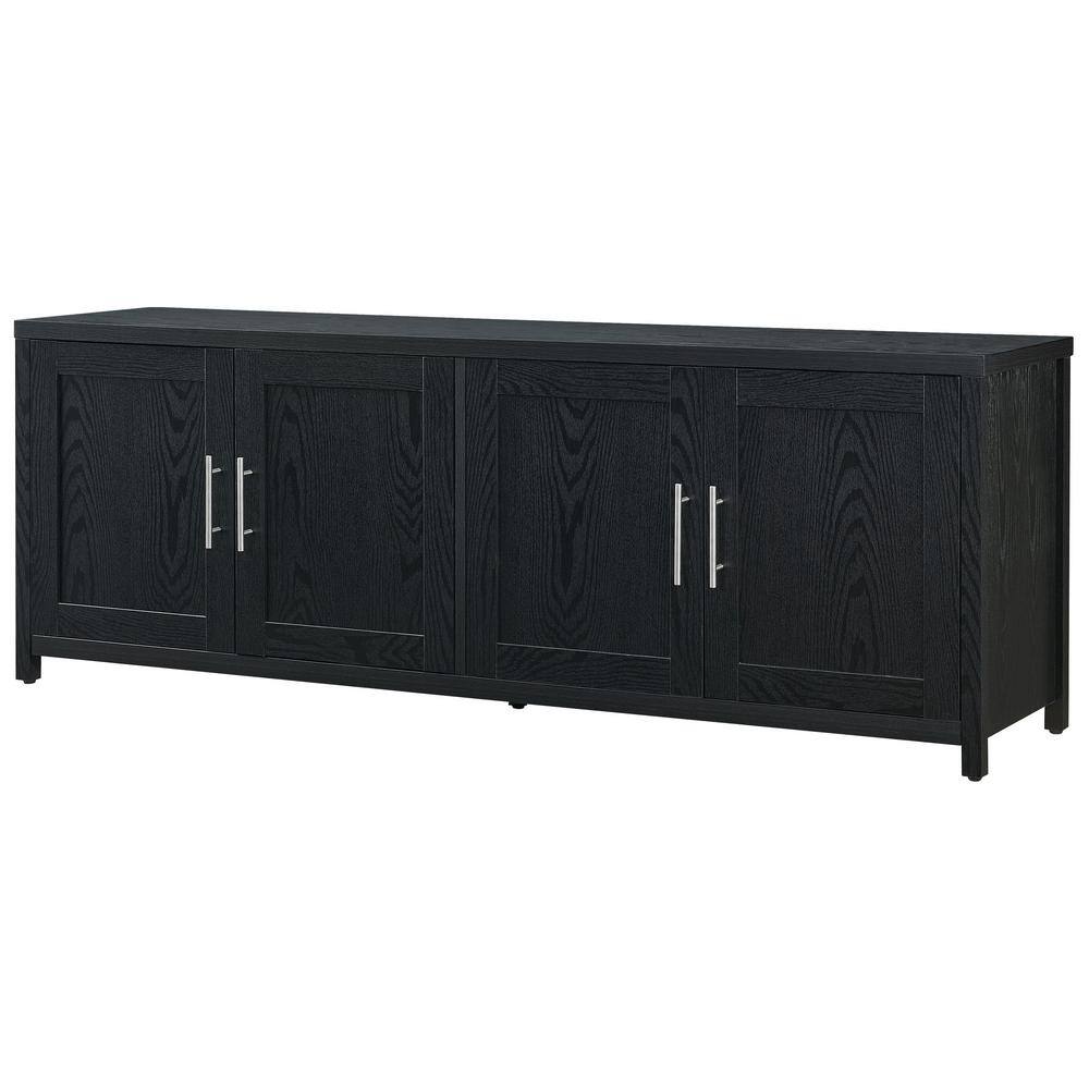 Transitional Black Grain MDF TV Stand with Enclosed Cabinets
