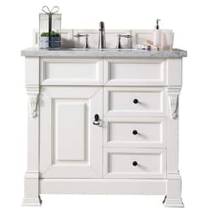 Brookfield 36 in. W x 23.5 in. D x 34.3 in. H Bath Vanity in Bright White with Solid Surface Top in Arctic Falls