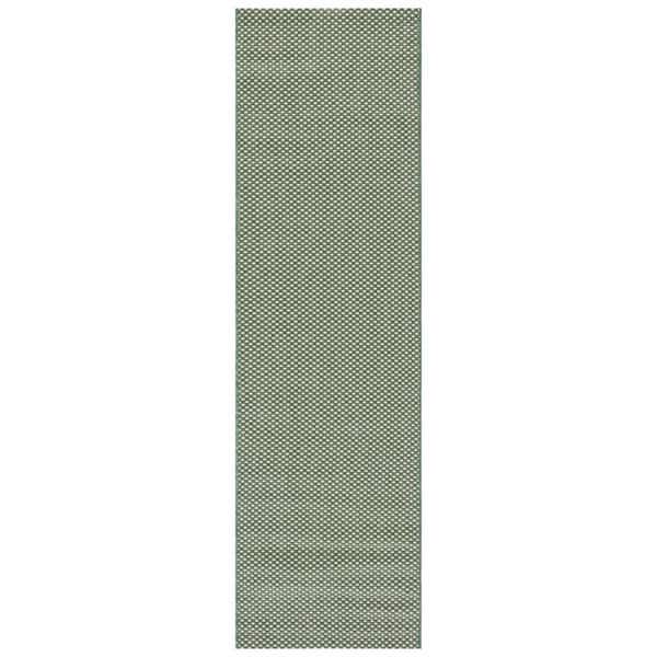 Courtyard Dark Green/Beige 2 ft. x 8 ft. Checkered Indoor/Outdoor Runner Rug