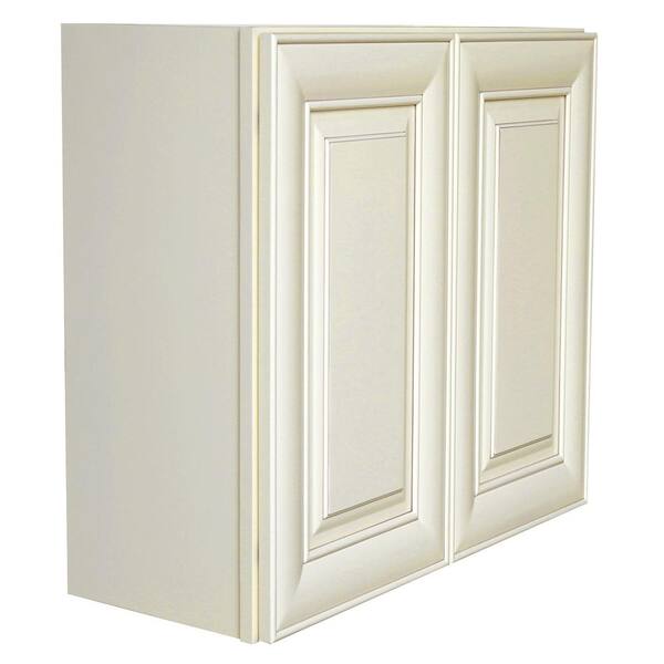 Plywell Ready to Assemble 30x18x12 in. High Double Door Wall Cabinet in Antique White