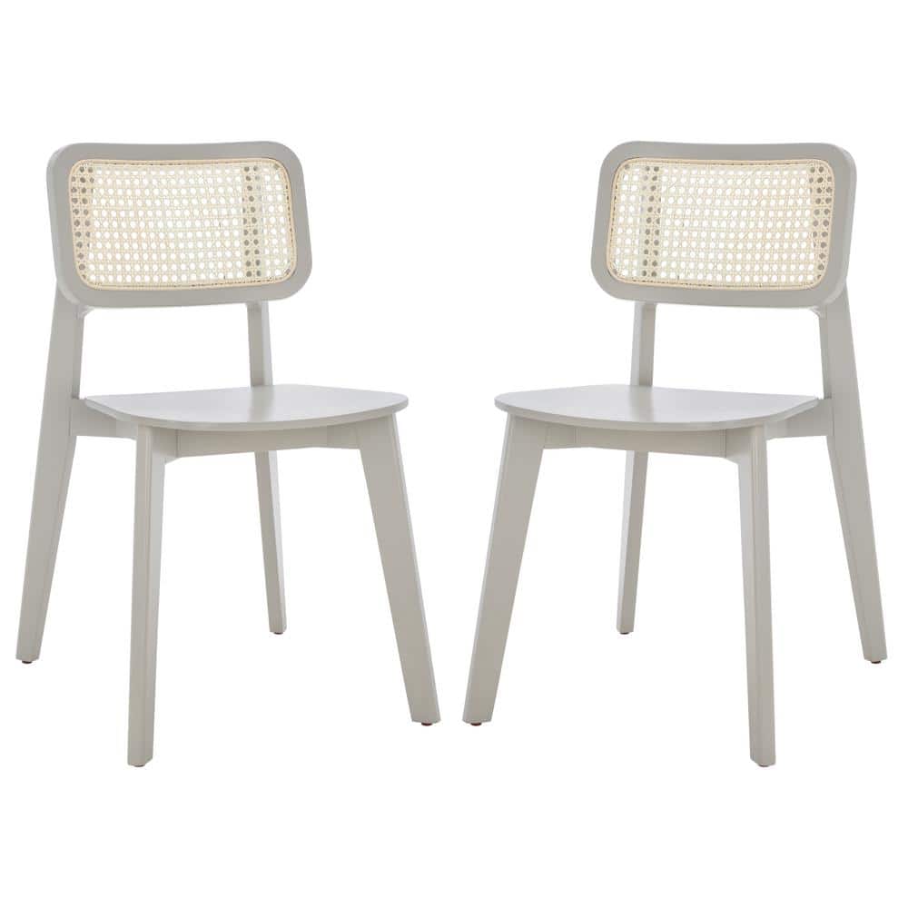Luz Gray Wood and Cane Mid-Century Modern Side Chair