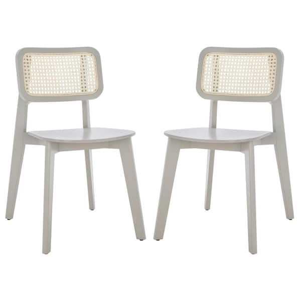 SAFAVIEH Luz Gray/Natural 18.11 in. Wood Dining Chair Set of 2