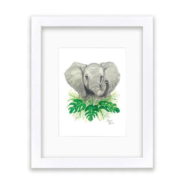 Unbranded Safari Littles "Elephant" by Alyssa Lewis Individual White Framed with Mat Animal Art Print 20 in. x 16 in.
