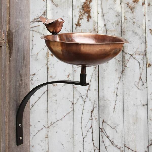 ACHLA Heart Shaped Birdbath with Wall Mount Bracket HBB-01-WM Antique Copper 