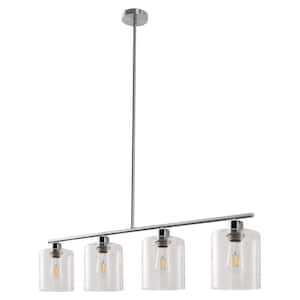 Brushed Nickel 240-Watt 4-Light Modern Linear Pendant Light with Clear Glass Shade