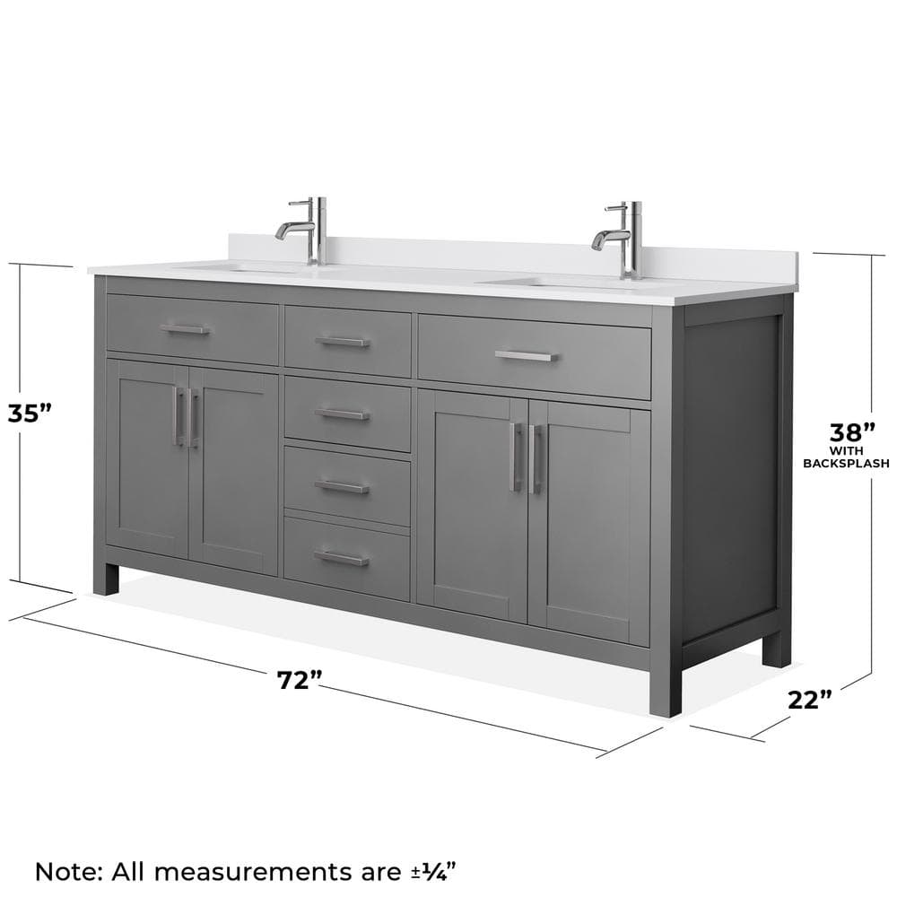 Beckett 72" Dark Gray Freestanding Double Bathroom Vanity