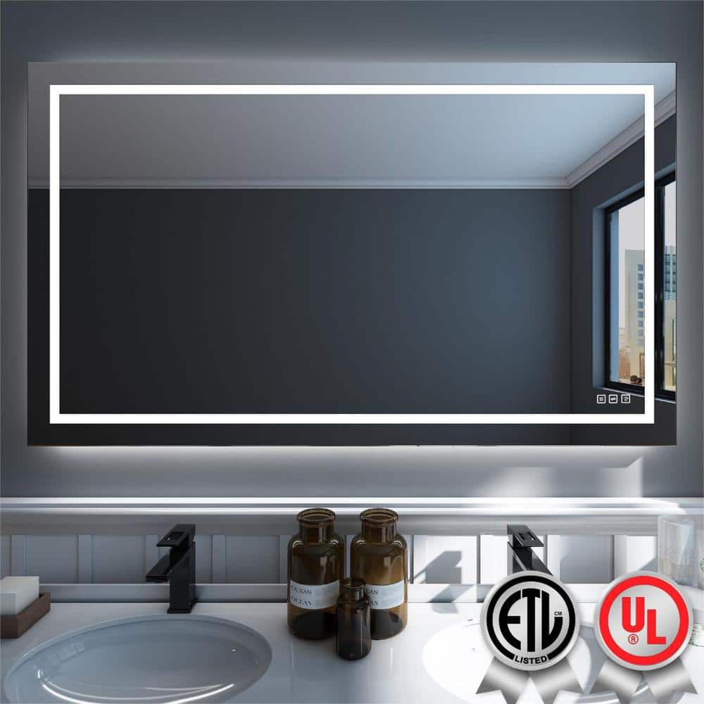 waterpar 60 in. W x 36 in. H Rectangular Frameless Wall Bathroom Vanity ...