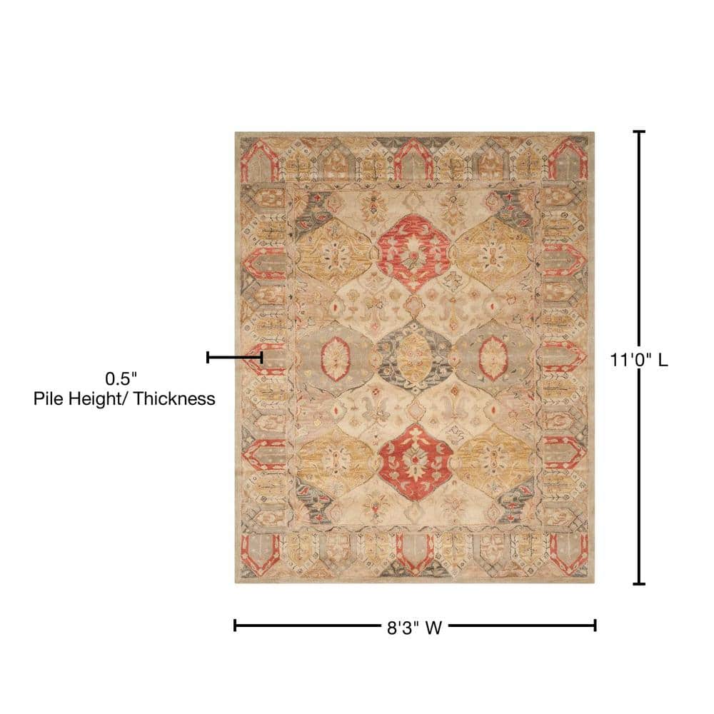 Heirloom Beige Round Hand-Tufted Wool Area Rug - 8'3" x 11'