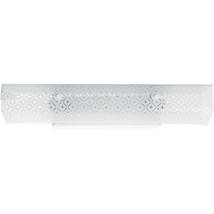 Nuvo 24 in. 4-Light White Vanity Light with Diamond Channel Glass Shade