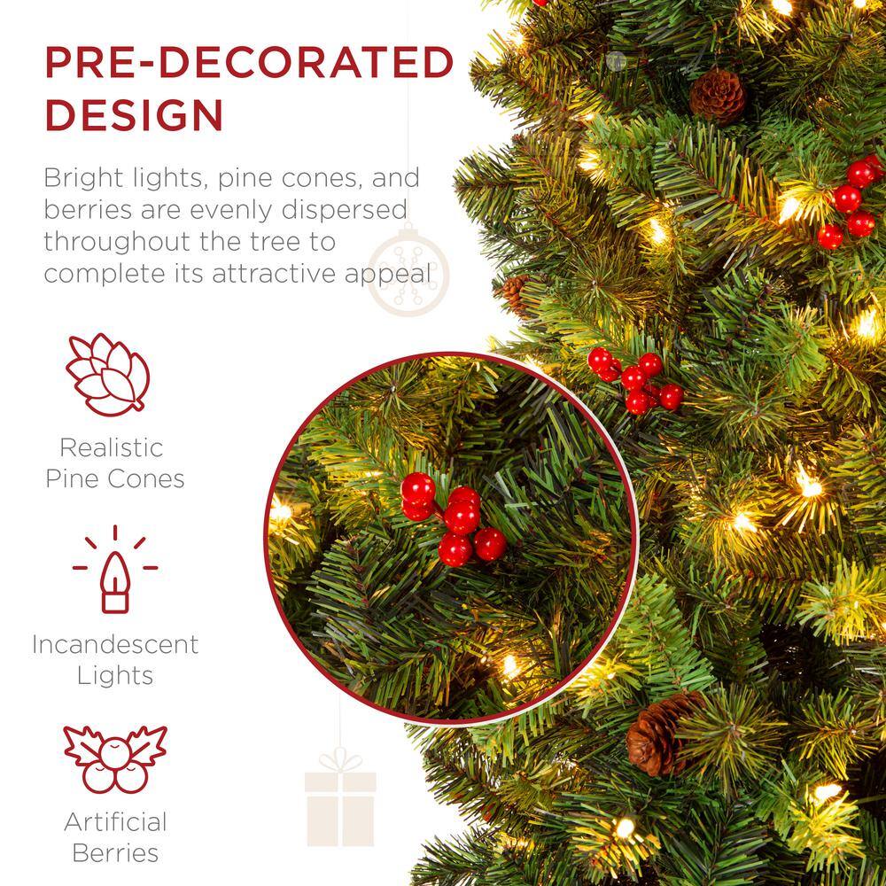 12ft Pre-Lit Green Spruce Pencil Christmas Tree with Lights