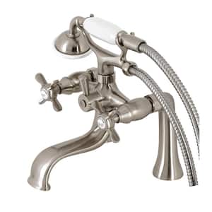 Essex 3-Handle Deck-Mount Clawfoot Tub Faucets with Handshower in Brushed Nickel