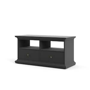 Sonoma 40.39 in. Black Lead TV Stand with 2-Drawers and 2-Shelves