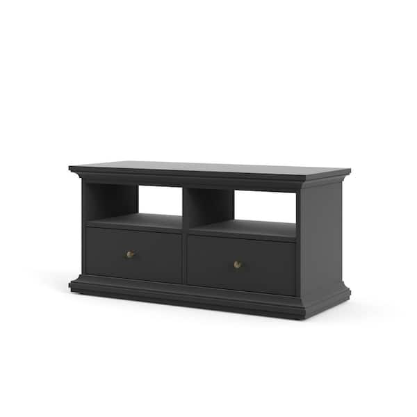 Tvilum Sonoma 40.39 in. Black Lead TV Stand with 2-Drawers and 2-Shelves
