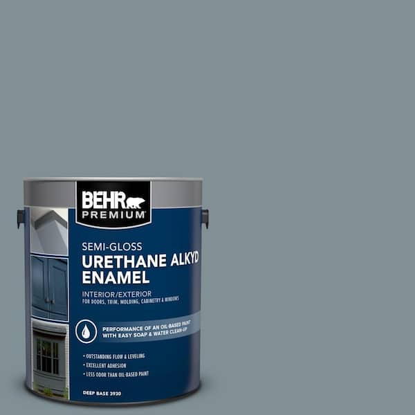 BEHR PREMIUM 1 gal. #740F-4 Dark Storm Cloud Urethane Alkyd Semi-Gloss Enamel Interior/Exterior Paint