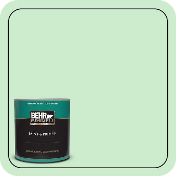 BEHR PREMIUM PLUS 1 qt. #P390-2 Chilled Mint Semi-Gloss Enamel Exterior Paint & Primer