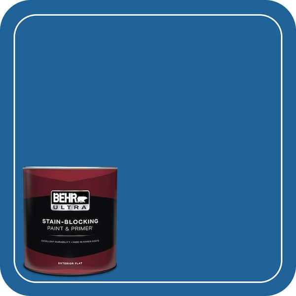 BEHR ULTRA 1 qt. #570B-7 Cobalt Glaze Flat Exterior Paint & Primer