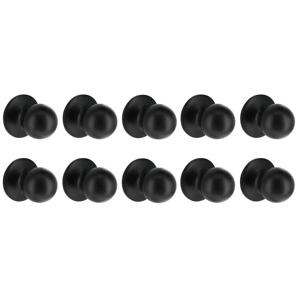 Saturn Matte Black Hall/Closet Door Knob (10-Pack)