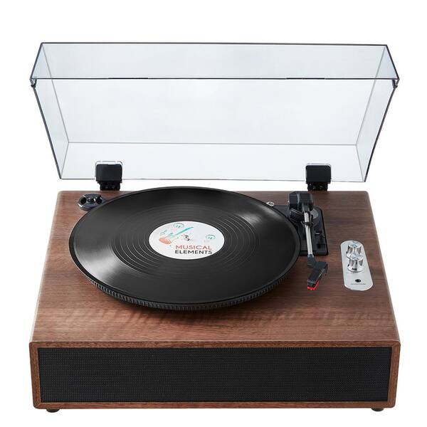 Retrolife HQ-KZ006 High-Tech Belt-Driven Turntable – Record Player, 33 1/3 & 45 RPM, Brown Finish