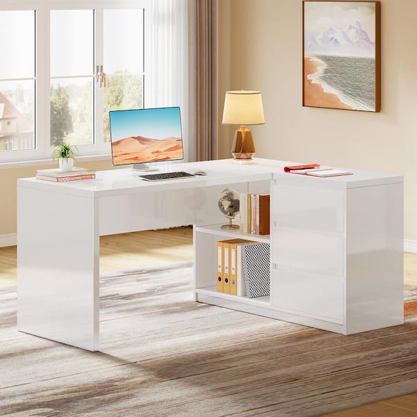 TRIBESIGNS WAY TO ORIGIN Halseey 55 in. L-Shaped White Wood 3