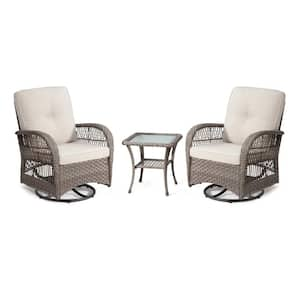 Tortuga Outdoor Garden Metal Patio Rocking Chair Set with Tan Cushions ...