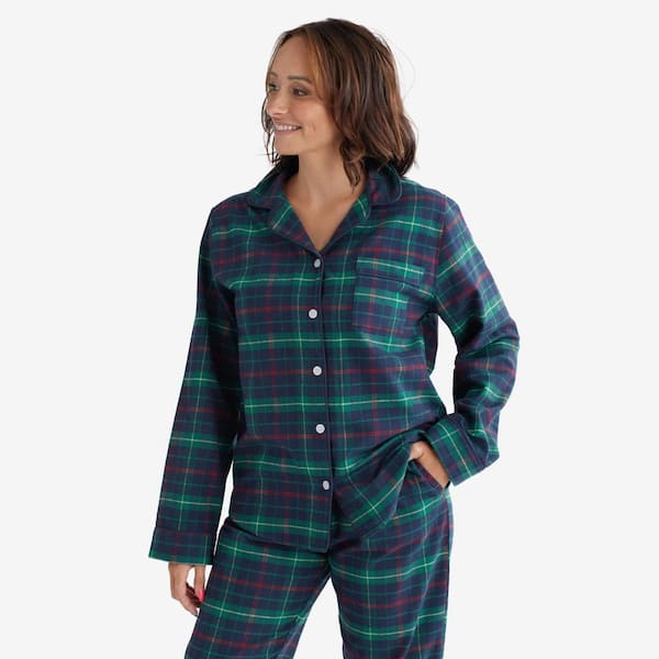 LAUREN by Ralph Lauren notch collar pyjama set in green plaid
