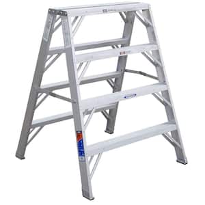 4 ft. Aluminum Extra-Wide Work Stand Step Ladder with 300 lb. Load Capacity Type IA Duty Rating